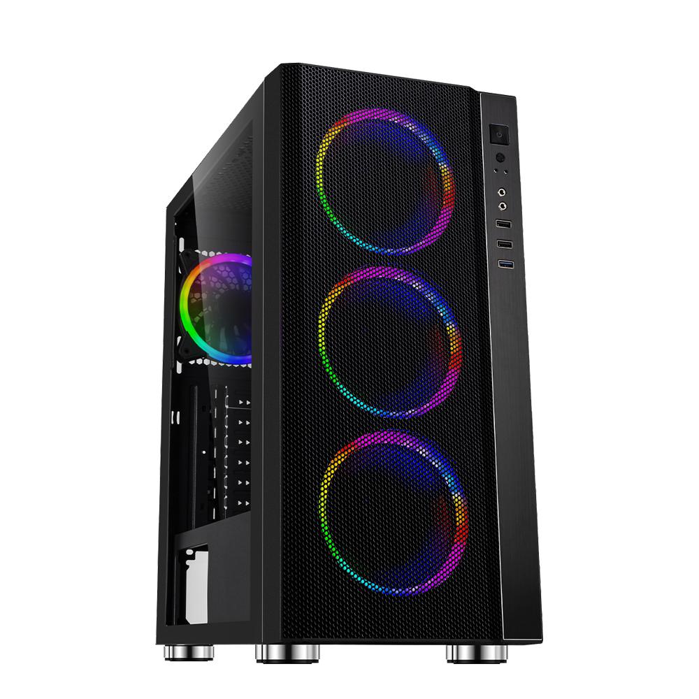 Carcasa SPACER SPCS-GC-RAINBOW, RGB, Mid Tower, Black - Carcase