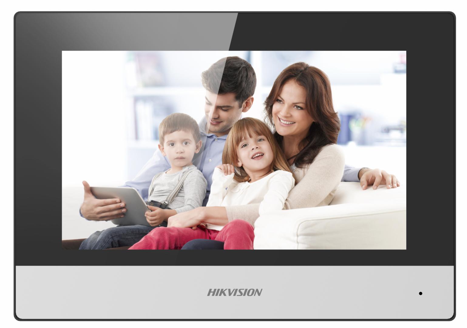 Monitor videointerfon WIFI modular 7″ color Hikvision DS-KH6320-WTE1/EU;ecran LCD 7″ color cu touch screeen, rezolutie ecran 1024 × 600; designmodern; Conectivitate: Retea wireless: Wi-Fi 802.11b/g/n; Network:10/100Mbps self adaptive network ; TCP/IP, SIP, RTSP; Comunicare audio videobidirectionala - Securitate
