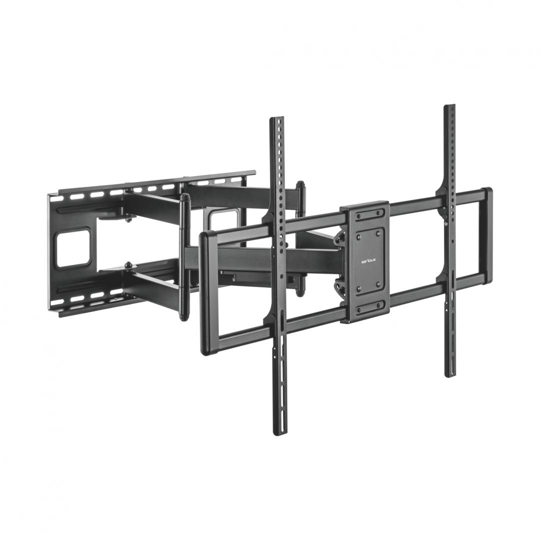 Suport TV Serioux Reglabil 60-120" 120kg Fit Screen Size 37"-90" VESA Compatible 200x100 - 600x400 Weight Capacity 75kg Profile 70~422mm Tilt Range +5°~-15° Swivel Range +60°~-60° Screen Level +3°~-3°