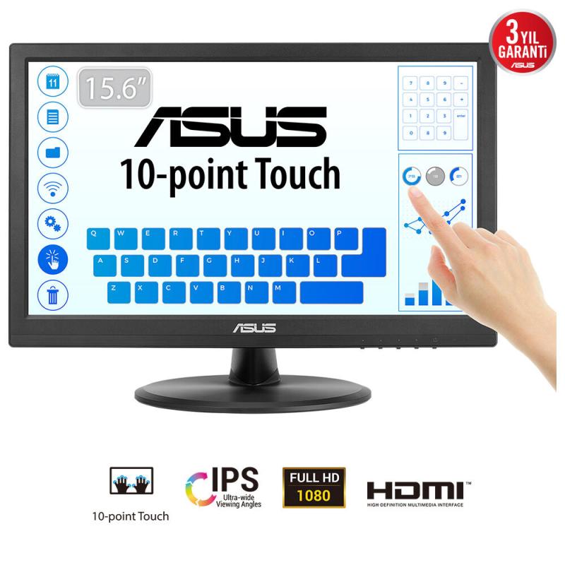 Monitor Consumer ASUS VT169HE, 15.6″, 1920 x 1080 pixeli, Touchscreen, Black, 3 ani Garantie - Desktop PC & Monitoare