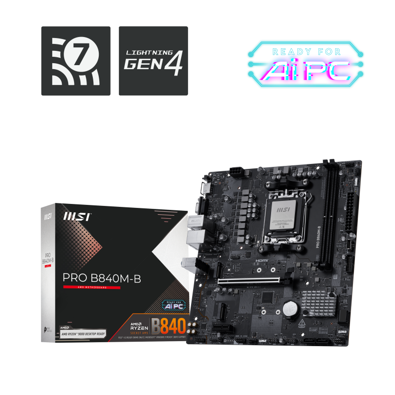 Placa de baza MSI PRO B840M-B, Socket AM5, DDR5, Micro-ATX