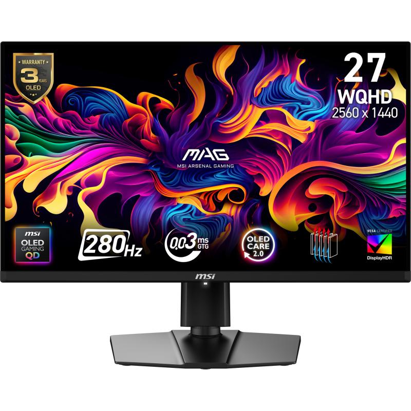Monitor Gaming MSI MAG 271QP QD-OLED X28, 26.5", 2560 x 1440 pixeli, Black