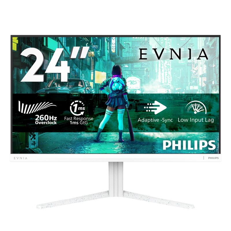 Monitor Gaming Philips Evnia 3000 24″ 24M2N3201P/00, 1920 x 1080 pixeli, White, 3 ani Garantie - Desktop PC & Monitoare