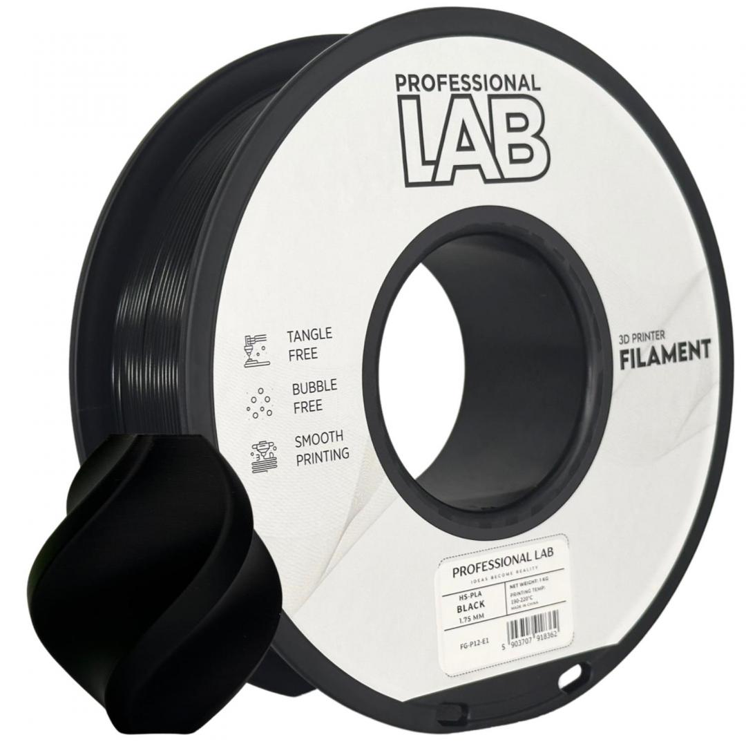 Filament 3D Proffesional Lab, Diamentru 1.75mm, Greutate: 1KG, Culoare: Negru, Material: PLA, Temperatura: 180-240c.