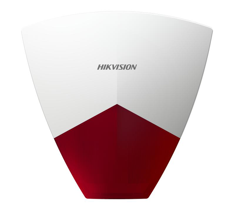 Sirena de efractie Hikvision DS-PS102X/RED;314300685 compatibila cu centrale DS-PWA96-M2H-WE; Culoare: Rosu Built-in Flash IP55 Dimensiuni:221mmx215mmx51mm
