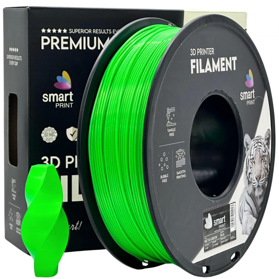 SMART PRINT 3D FILAMENT 1KG PLA META GREEN, Diametru: 1.75mm, Greutate: 1kg, Temperatura duza: 185C – 215C, Temperatura platforma printare: 25C – 60C, Culoare: Meta Green.