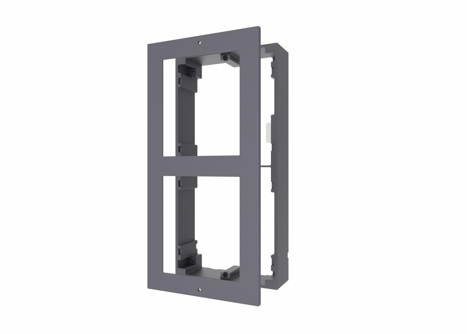 Panou frontal pentru 2 module de videointerfon modular Hikvision DS-KD-ACW2; permite conectarea a 2 module de interfon modular; mont areaplicata; material aluminiu; dimensiuni: 219mm x 107mm × 4mm; - Securitate