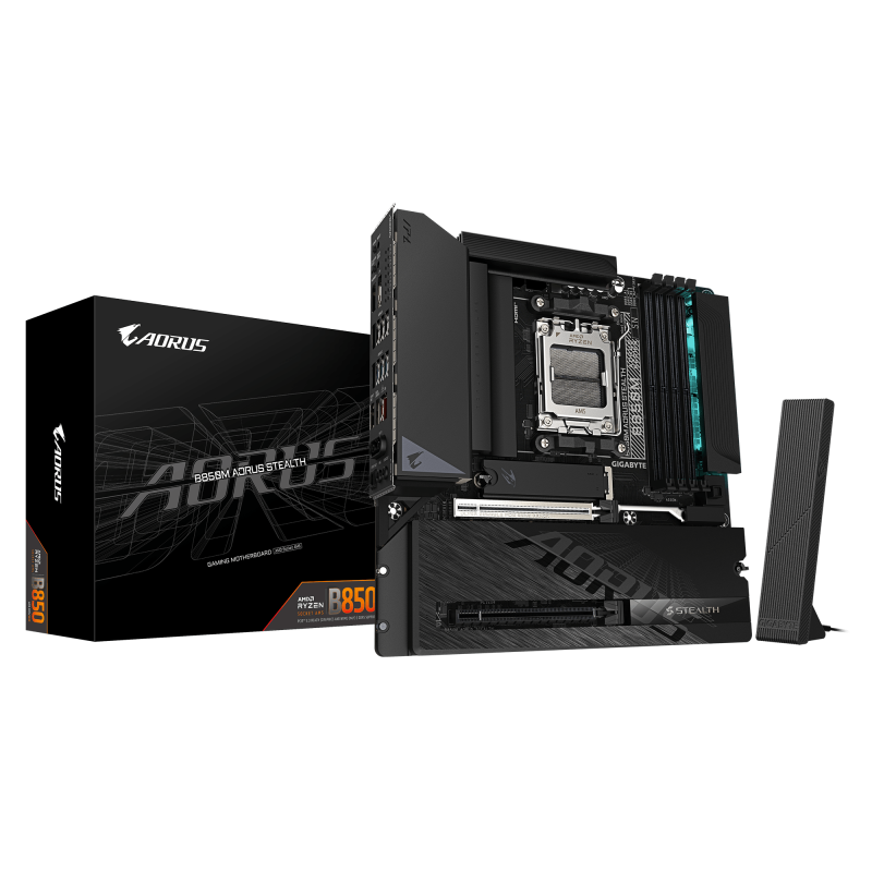 Placa de baza Gigabyte B850M AORUS STEALTH, Socket AM5, DDR5, Micro-ATX