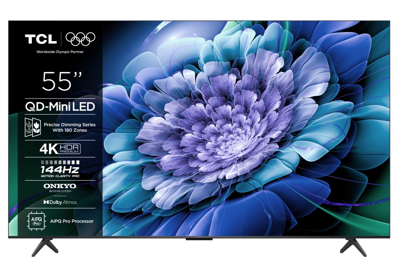 Televizor TCL QD-MiniLED 55C61K, 139 cm, Smart Google TV, 4K Ultra HD, 144Hz, Onkyo