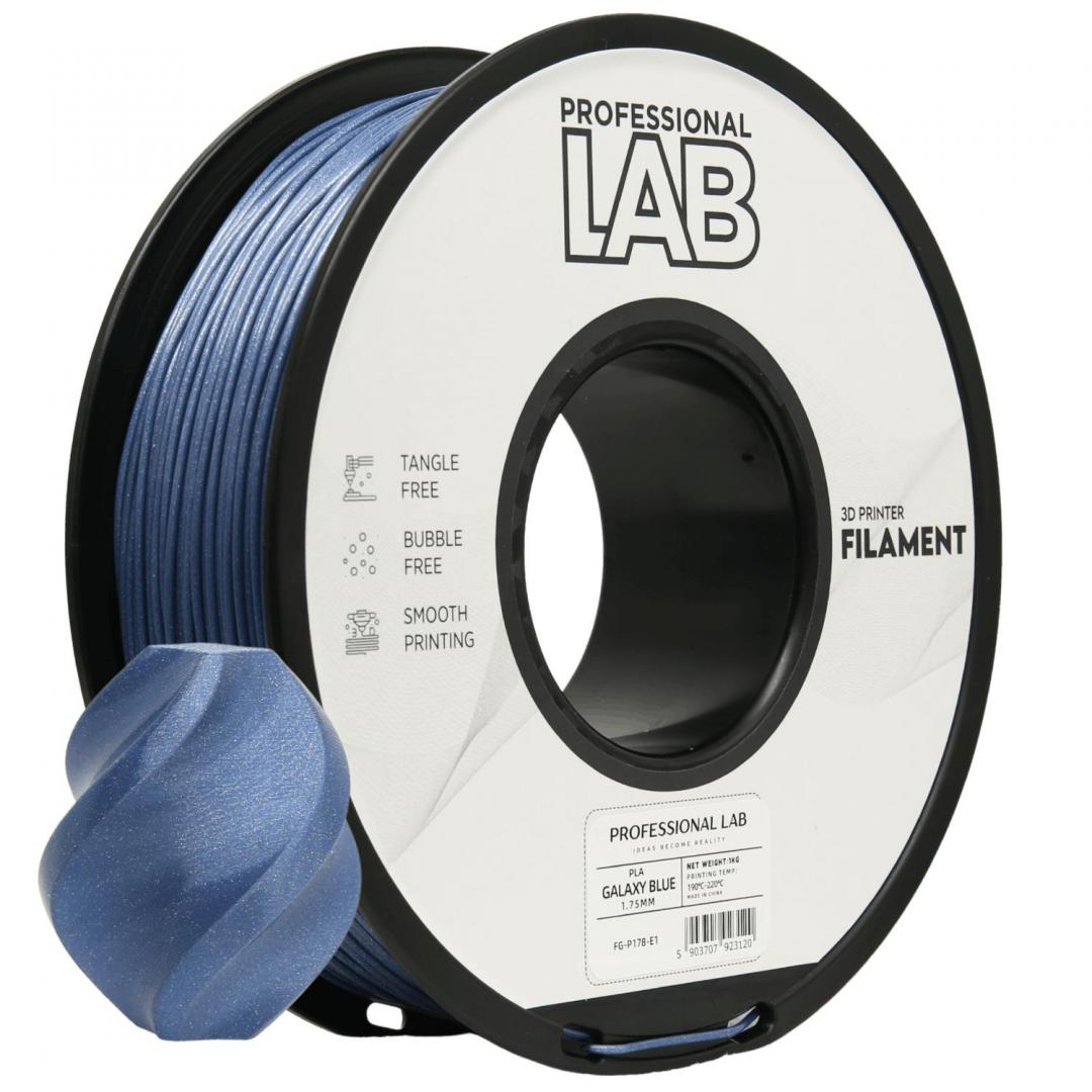 PROF. LAB 3D FILAMENT 1KG PLA GALAXY BLUE, Diametru: 1.75mm, Greutate: 1kg, Temperatura duza: 185C – 215C, Temperatura platforma: 25C – 60C.