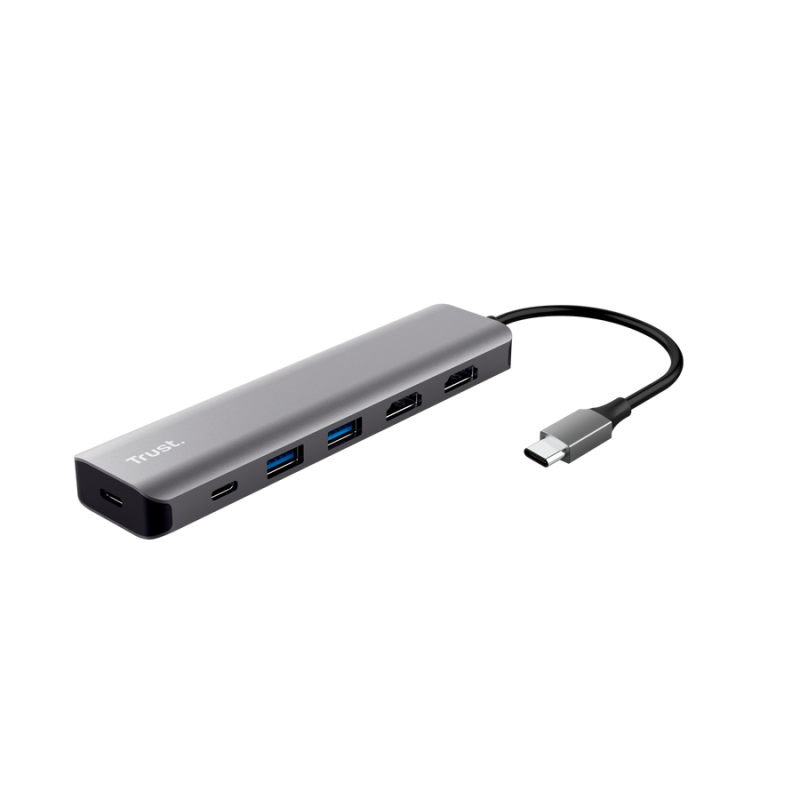 Hub USB Trust Dalyx, USB-C, 6 porturi, HDMI, Gri