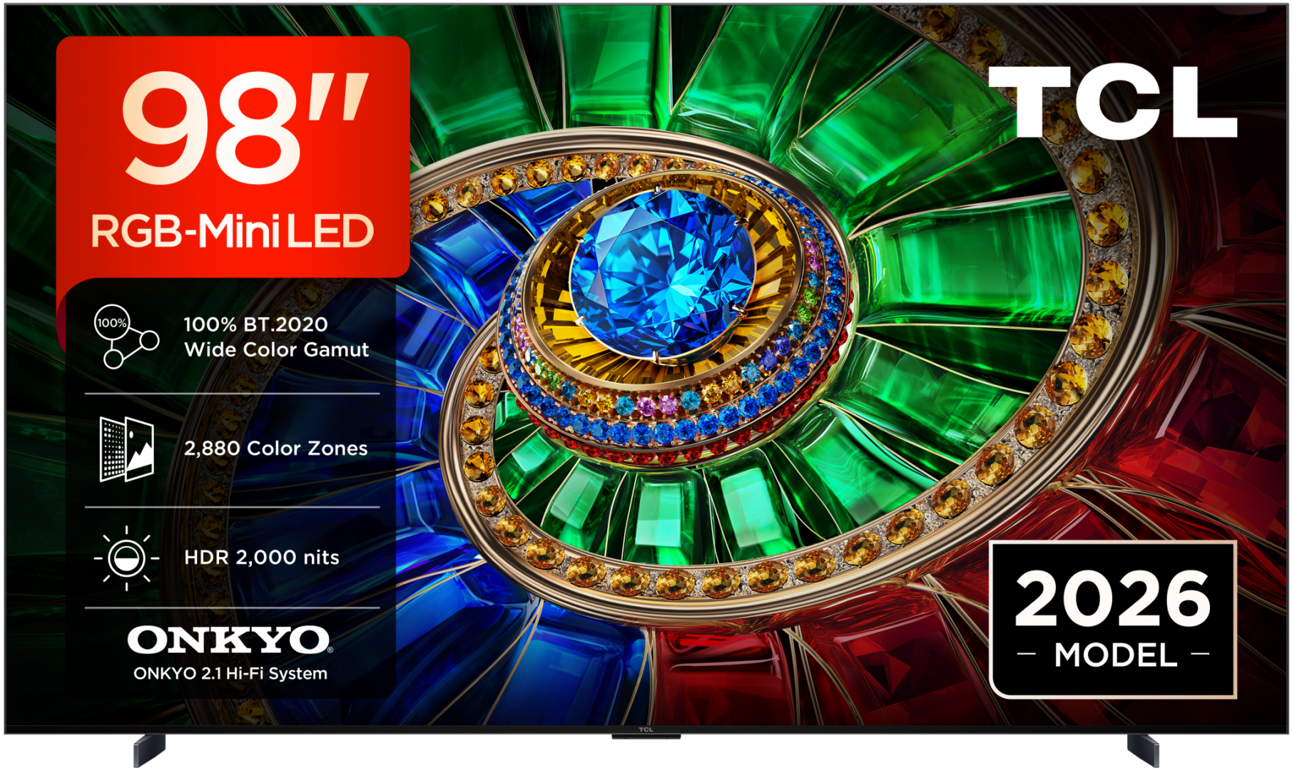 Televizor TCL RGB-MiniLed 98RM7L, 248 cm, Smart Google TV, 4K Ultra HD, 144Hz, Clasa D (Model 2026)
